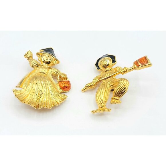 Avon Mr. Mrs. Scarecrow Pair Brooches Pins - Picture 4 of 9